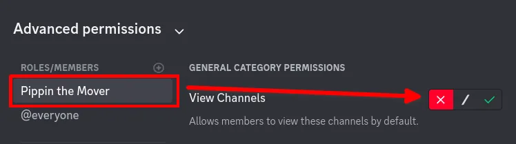 View Channel denied for the Pippin the Mover role
